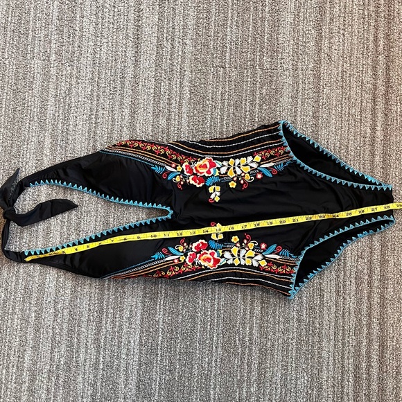 Johnny Was Swimsuit Reeve Plunge Embellished One Piece M Medium - Picture 6 of 7